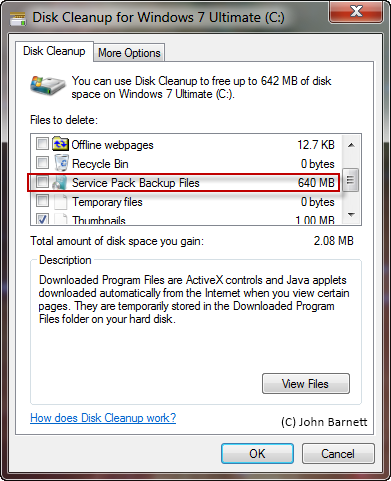 service pack backup files