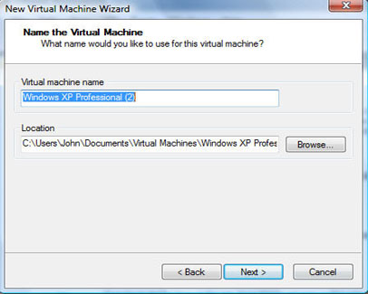 Name The Virtual Machine And Select Its Location