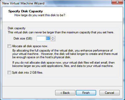  Disk Capacity Allocation Window