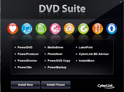 DVD Suite Installation menu