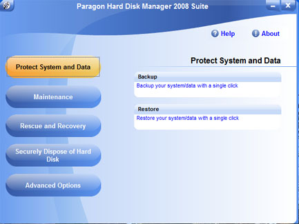 Hard Disk Manager's Main Menu