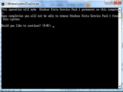 This operation will make windows vista service pack 1 permanent on this computer screen